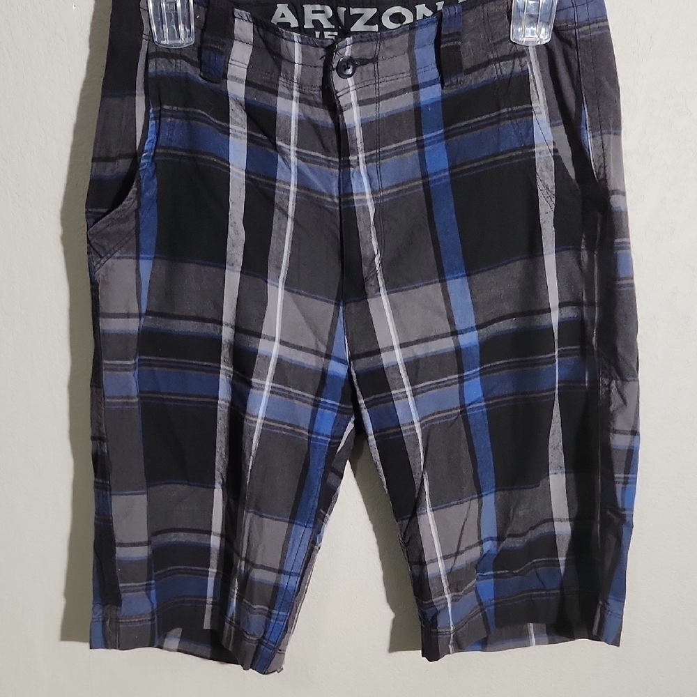 Arizona Jean Company Shorts Blue Black Plaid Size 34